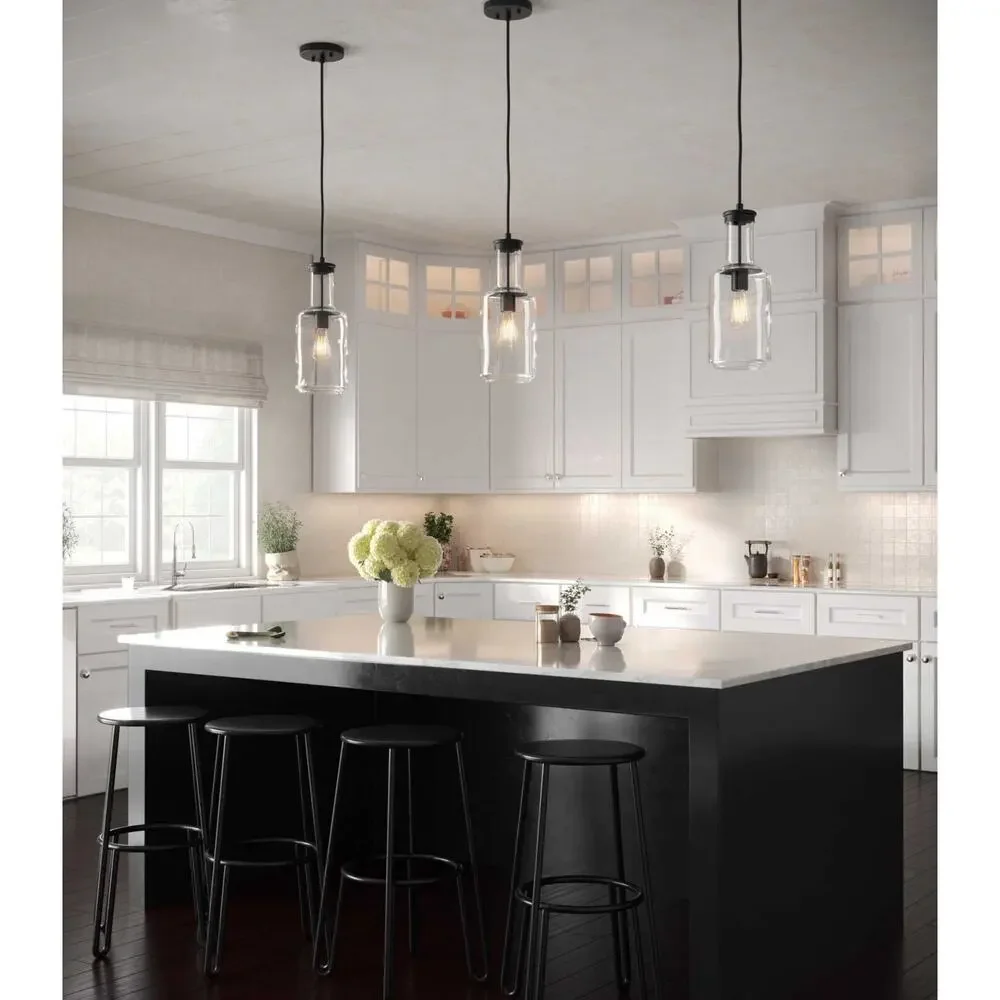 Progress Lighting Latrobe Black Large 1-Light Pendant, Clear Glass - P500229-031
